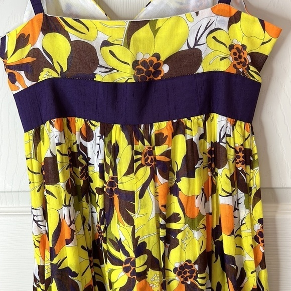 MILLY Silk Blend Floral Print Spaghetti Strap Sundress Size 6 - Picture 9 of 16
